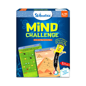 Skillmatics Mind Challenge reusable activity mats for ages 6 and up with write-and-wipe black pen