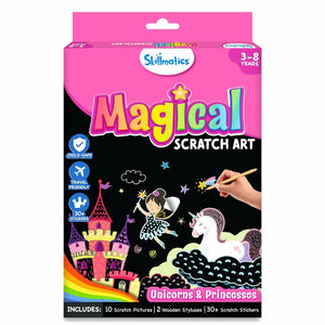 Travel Friendly Magical Scratch Art Book: Unicorns & Princesses (ages 3-8)