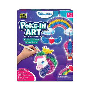 Skillmatics Poke-In Art kit for ages 4-9 creating Magical Unicorn Dream Decor with foam and glitter