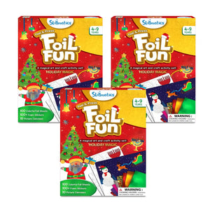Skillmatics Foil Fun Holiday Magic craft kits with colorful foil sheets foam stickers and canvases