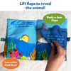 Open interactive Under The Sea cloth book with peek-a-boo flaps and sea animals