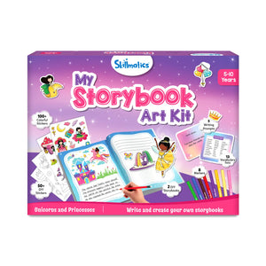 Skillmatics My Storybook Art Kit with unicorns, princesses, stickers, markers, and DIY storybooks