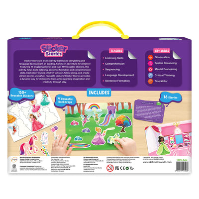 Sticker Stories Unicorns & Princesses creative story-building kit with reusable stickers for ages 3-7