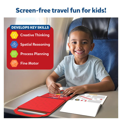 Red spiral-bound Peelies Cars Trucks & More reusable sticker activity book open with stickers