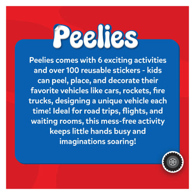 Children’s activity set with reusable vehicle stickers from Peelies Cars Trucks & More book
