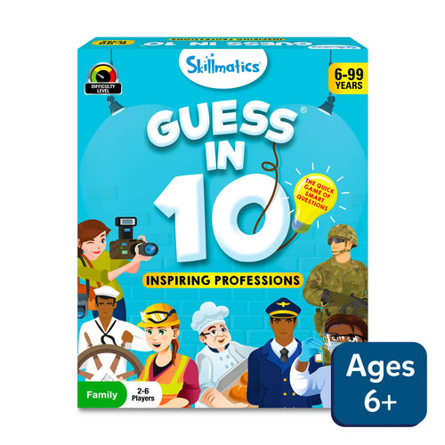 Children’s guessing game box with profession-themed trivia cards for ages 6+