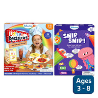 Children’s activity kits for pretend restaurant play and scissor skills development
