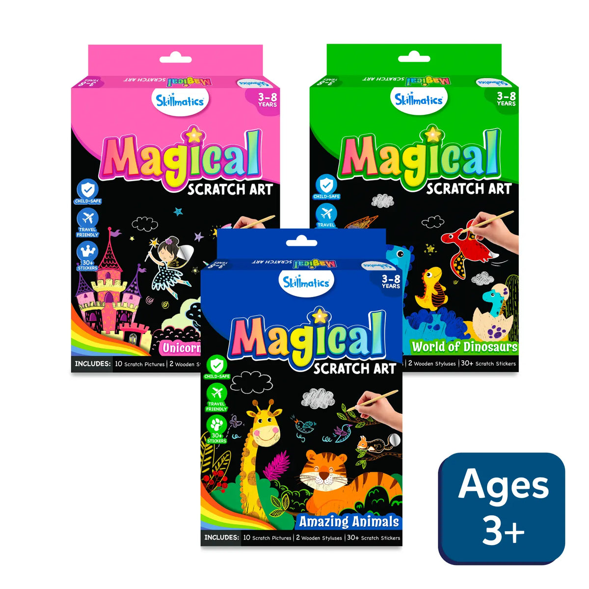 Magic Scratch Art Book Combo with Unicorns & Animals Skillmatics