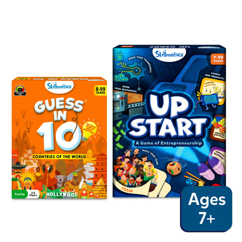 Two Skillmatics board games Guess in 10 Countries of the World and Up Start for ages 7+