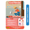 Game card featuring an Electrician with clues and facts from Guess in 10 Inspiring Professions