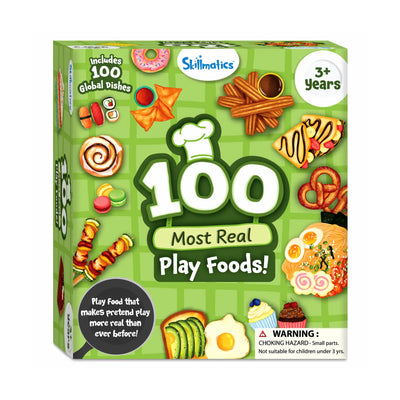 Toy food set with 100 global dishes for realistic pretend play for children aged 3+