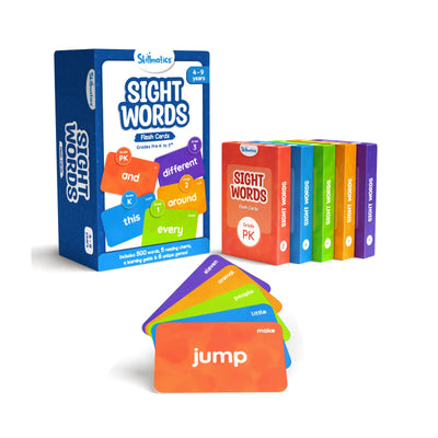 Sight Words flash cards for children ages 4-9 with 500 words, learning guide, and games
