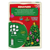 Back packaging design of the Aqua Puffs Christmas Ornaments showing the creative kit contents and finished decorations. The box features colourful hanging ornaments, Christmas tree display, and includes eight Aqua Puffs shapes, six markers, one water pen, and string. The design highlights creating festive 3D art ornaments.