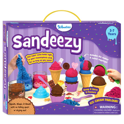 Children’s kinetic sand ice cream parlor playset from Sandeezy for sensory and pretend play