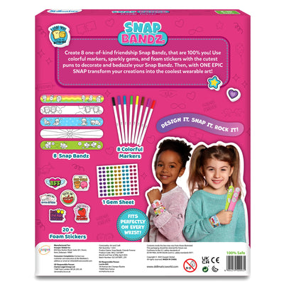 Craft kit for creating customizable snap bands and friendship bracelets for kids ages 4-10