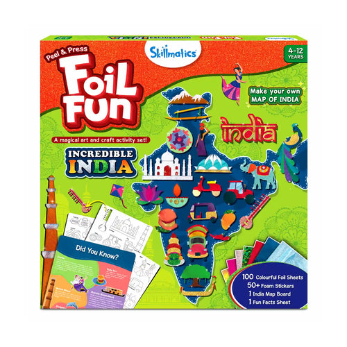 Children’s art and craft activity set for creating an India map using foil from Foil Fun Incredible India kit