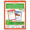 Sentence Sprouts box back panel on orange background. Two sample worksheets shown: Emotions with synonym word bank and Race Day with homophones activity. Four red and blue pencils displayed top-right. Bottom key skills panel lists Creative Thinking, Writing, Critical Thinking, Reflective Thinking, and Reading and Comprehension.