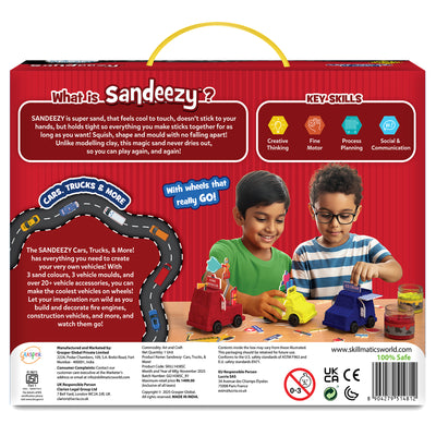 Sandeezy: Cars, Trucks, & More! | Sensory Toy & Pretend Play Set | Gifts for Ages 3-7