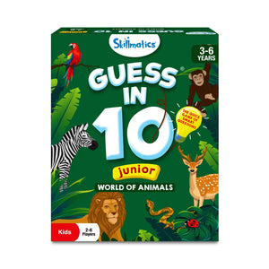 Children’s animal trivia board game for ages 3-6 with multiple players in Guess in 10 Junior World of Animals