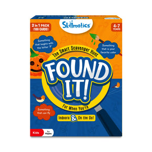 Kids’ scavenger hunt game with 100 cards for ages 4-7 in Found It! Combo indoor and travel set