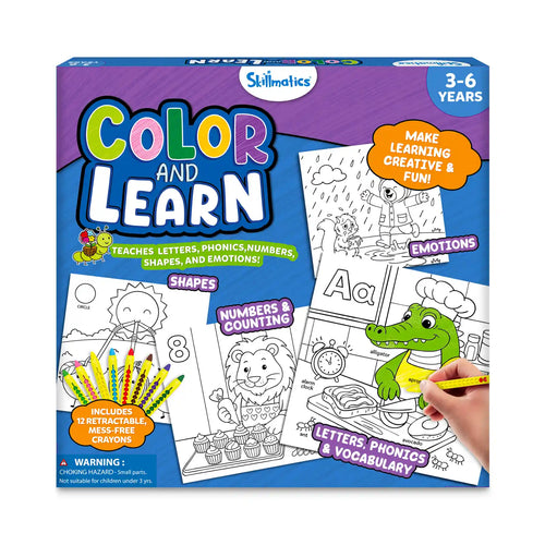 Color and Learn: Letters, Numbers, Phonics and Shapes | Colouring Book (ages 3-6)