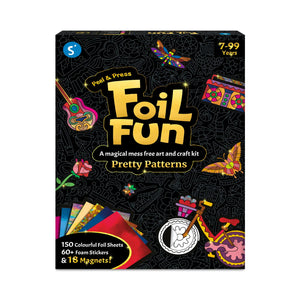 Foil Fun Pretty Patterns art and craft kit with colorful foil sheets, foam stickers, and magnets