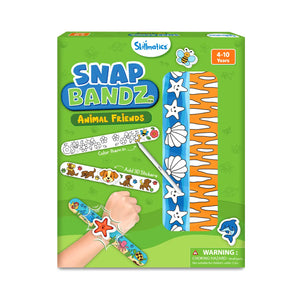Skillmatics Snap Bandz Animal Friends craft kit with customizable colorful snap bracelets