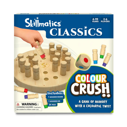 Wooden board game with pegs and die from Colour Crush Thrilling Memory Game for ages 4+