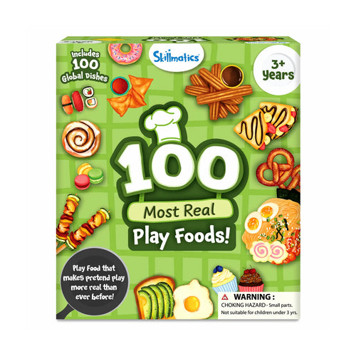 Skillmatics play food set with 100 global dishes for realistic pretend play ages 3+