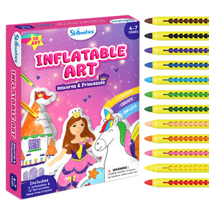 Skillmatics inflatable art kit packaging with unicorn and princess design on a white background