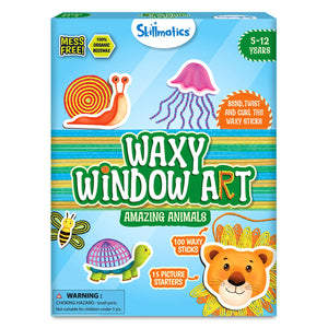 Children’s art kit with animal-shaped stickers for making window art in Waxy Window Art