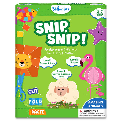Skillmatics Snip Snip Amazing Animals activity box for developing scissor skills in children