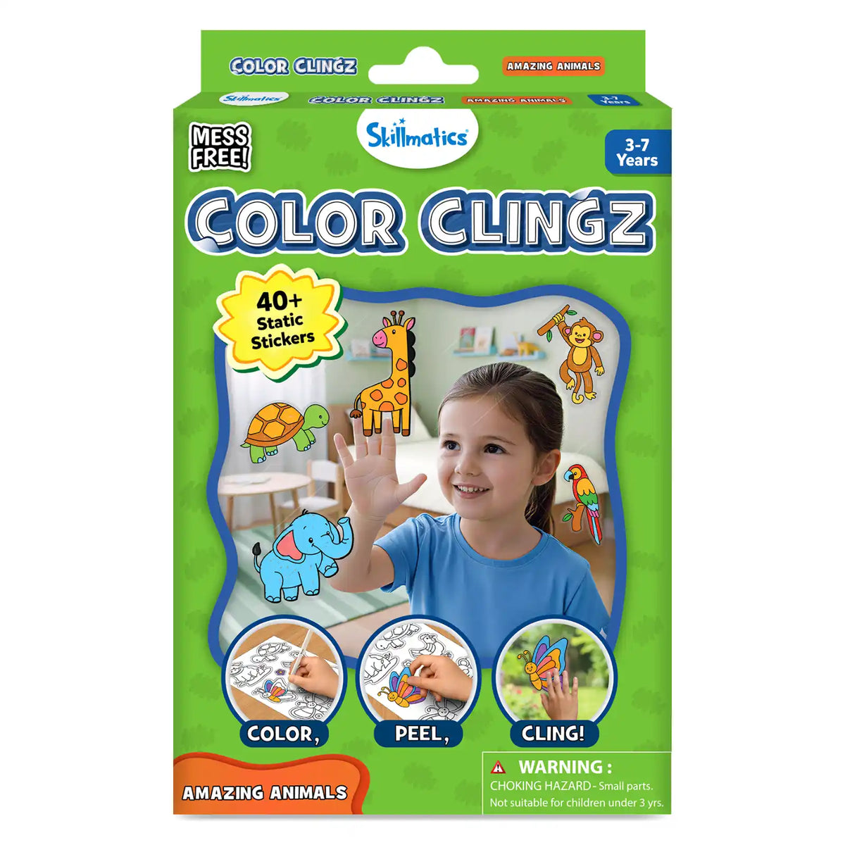 Skillmatics Color Clingz: Amazing Animals | Mess-Free Reusable Static ...