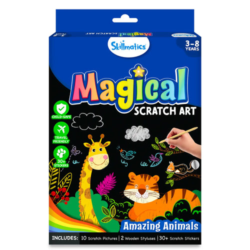 Travel Friendly Magical Scratch Art Book: Amazing Animals (ages 3-8)