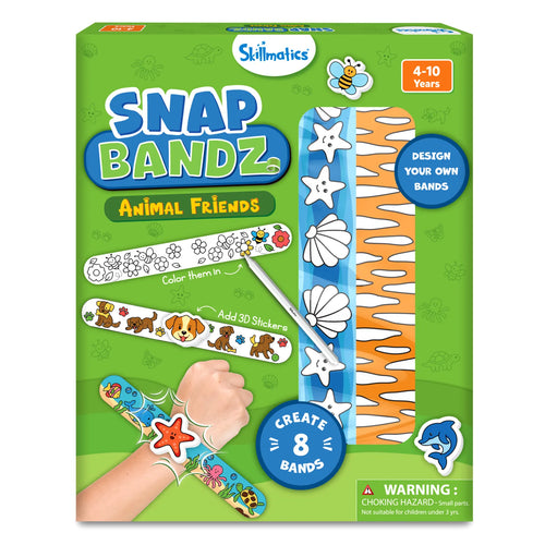 Skillmatics Snap Bandz Animal Friends craft kit with customizable colorful snap bracelets
