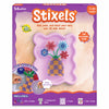 Skillmatics Stixels Flower Vase craft kit box for ages 7–99, featuring a completed 3D flower vase design made with colorful slot-in Stixels. Packaging highlights “Style Your Space,” easy slot-in build, 400+ Stixels, transparent base, frame, color guide, and wall décor display concept.