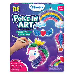 Skillmatics Poke-In Art kit for ages 4-9 creating Magical Unicorn Dream Decor with foam and glitter