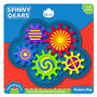 Skillmatics Spinny Gears Pattern Pop toy packaging for ages 6–36 months. Includes five colourful interlocking gears with bold swirl, stripe, and spiral patterns in red, yellow, green, purple, and blue. The packaging highlights “Encourages early STEM skills through play!” and “Interlocking Gears.” A vibrant sensory toy for toddlers that builds fine motor skills and cause-and-effect learning.