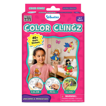 Color Clingz: Unicorns & Princesses | Mess-Free Reusable Static Stickers (Ages 3-7)