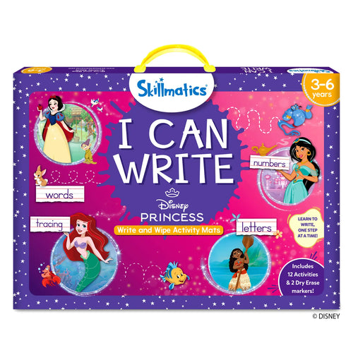 Skillmatics Disney Princess I Can Write reusable activity mats for kids ages 3-6