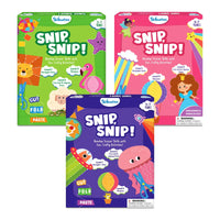 Two children’s craft kits for developing scissor skills in the Animal Snip & Craft Bundle for ages 3-7