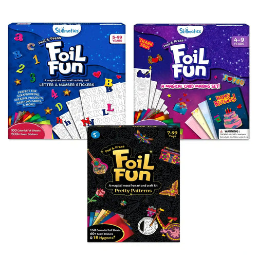 DIY Foil Creations Bundle for Kids includes kits for making stickers, cards, and patterns