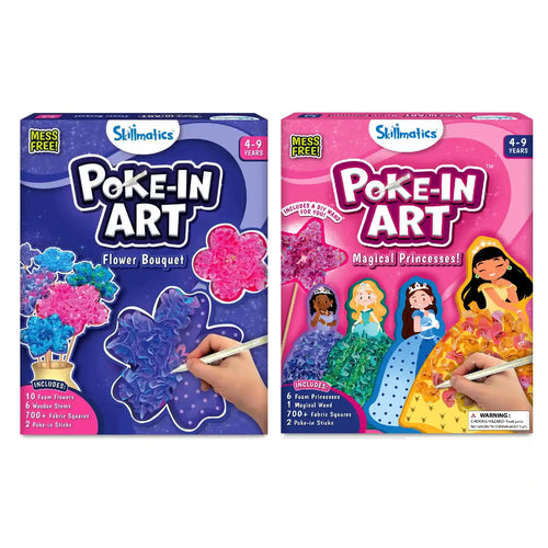 Two Poke-In Art craft kits for flower bouquets and magical princesses for ages 4-9