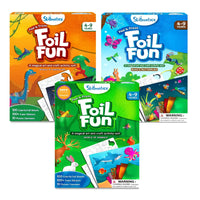 Three Foil Fun art and craft sets for ages 4-9 featuring Dinosaurs Monsters Bugs Butterflies and Animals in Artsy Animal Pack