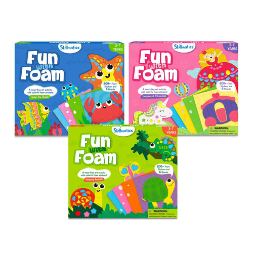 Fun with Foam Mega Combo art kits for ages 3-7 featuring Under the Ocean Unicorns Princesses and Animals