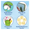 Promotional graphic of Sensory Giggles Bundle featuring children’s book and glove set