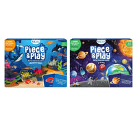 Educational puzzle games for children aged 3-7 featuring underwater animals and space themes