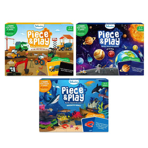 Three Piece & Play themed puzzles and games for children ages 3 to 7 in Piece & Play Mega Combo