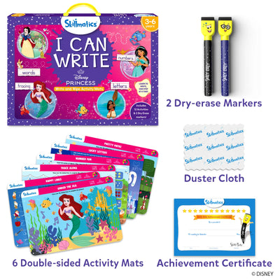 Skillmatics Disney Princess I Can Write learning kit with activity mats markers and certificate
