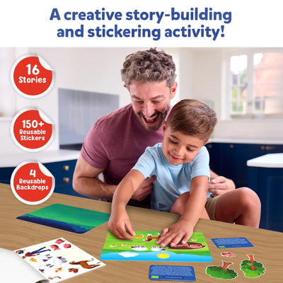 Creative Animal Adventures Storytelling Kit with reusable stickers and backdrops for kids
